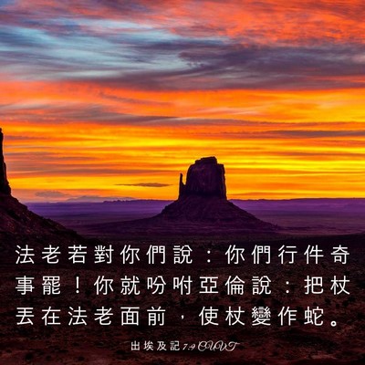 Picture 03 - 出 埃 及 記 7:9 CUVT - 法 老 若 對 你 們 說 ： 你 們 行 件 - Bible Verse Picture