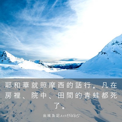 Picture 03 - 出 埃 及 記 8:13 CUVT - 耶 和 華 就 照 摩 西 的 話 行 。 凡 - Bible Verse Picture