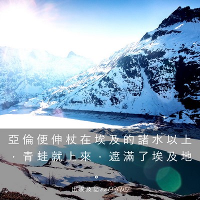 Picture 03 - 出 埃 及 記 8:6 CUVT - 亞 倫 便 伸 杖 在 埃 及 的 諸 水 以 - Bible Verse Picture