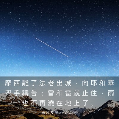 Picture 03 - 出 埃 及 記 9:33 CUVT - 摩 西 離 了 法 老 出 城 ， 向 耶 和 - Bible Verse Picture