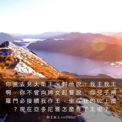 Picture 03 - 列 王 紀 上 1:13 CUVT - 你 進 去 見 大 衛 王 ， 對 他 說 ： - Bible Verse Picture