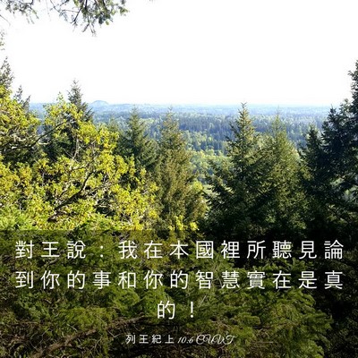 Picture 03 - 列 王 紀 上 10:6 CUVT - 對 王 說 ： 我 在 本 國 裡 所 聽 見 - Bible Verse Picture