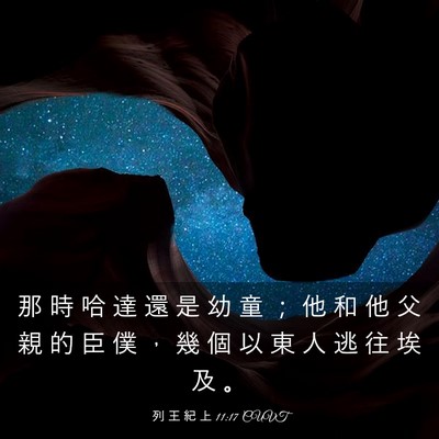 Picture 03 - 列 王 紀 上 11:17 CUVT - 那 時 哈 達 還 是 幼 童 ； 他 和 他 - Bible Verse Picture