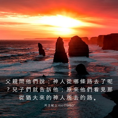 Picture 03 - 列 王 紀 上 13:12 CUVT - 父 親 問 他 們 說 ： 神 人 從 哪 條 - Bible Verse Picture