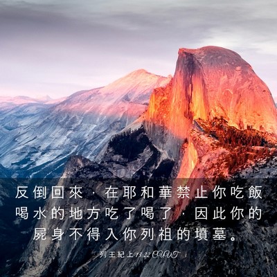 Picture 03 - 列 王 紀 上 13:22 CUVT - 反 倒 回 來 ， 在 耶 和 華 禁 止 你 - Bible Verse Picture