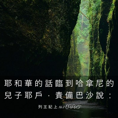 Picture 03 - 列 王 紀 上 16:1 CUVT - 耶 和 華 的 話 臨 到 哈 拿 尼 的 兒 - Bible Verse Picture