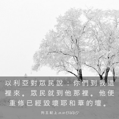Picture 03 - 列 王 紀 上 18:30 CUVT - 以 利 亞 對 眾 民 說 ： 你 們 到 我 - Bible Verse Picture