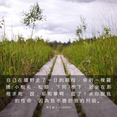 Picture 03 - 列 王 紀 上 19:4 CUVT - 自 己 在 曠 野 走 了 一 日 的 路 程 - Bible Verse Picture