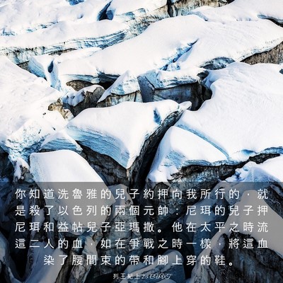Picture 03 - 列 王 紀 上 2:5 CUVT - 你 知 道 洗 魯 雅 的 兒 子 約 押 向 - Bible Verse Picture