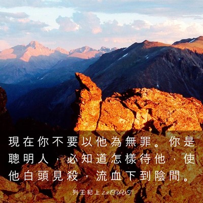 Picture 03 - 列 王 紀 上 2:9 CUVT - 現 在 你 不 要 以 他 為 無 罪 。 你 - Bible Verse Picture