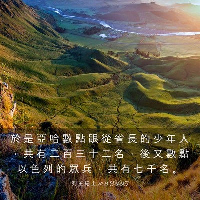 Picture 03 - 列 王 紀 上 20:15 CUVT - 於 是 亞 哈 數 點 跟 從 省 長 的 少 - Bible Verse Picture