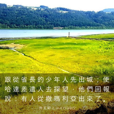 Picture 03 - 列 王 紀 上 20:17 CUVT - 跟 從 省 長 的 少 年 人 先 出 城 ； - Bible Verse Picture