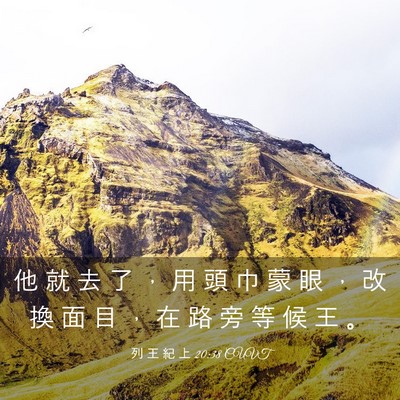 Picture 03 - 列 王 紀 上 20:38 CUVT - 他 就 去 了 ， 用 頭 巾 蒙 眼 ， 改 - Bible Verse Picture
