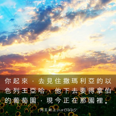 Picture 03 - 列 王 紀 上 21:18 CUVT - 你 起 來 ， 去 見 住 撒 瑪 利 亞 的 - Bible Verse Picture