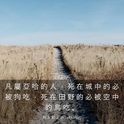 Picture 03 - 列 王 紀 上 21:24 CUVT - 凡 屬 亞 哈 的 人 ， 死 在 城 中 的 - Bible Verse Picture