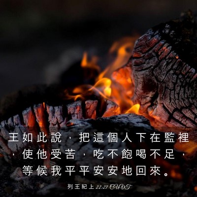 Picture 03 - 列 王 紀 上 22:27 CUVT - 王 如 此 說 ， 把 這 個 人 下 在 監 - Bible Verse Picture