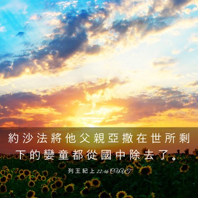 Picture 03 - 列 王 紀 上 22:46 CUVT - 約 沙 法 將 他 父 親 亞 撒 在 世 所 - Bible Verse Picture