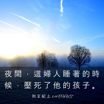 Picture 03 - 列 王 紀 上 3:19 CUVT - 夜 間 ， 這 婦 人 睡 著 的 時 候 ， - Bible Verse Picture