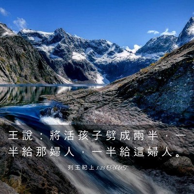 Picture 03 - 列 王 紀 上 3:25 CUVT - 王 說 ： 將 活 孩 子 劈 成 兩 半 ， - Bible Verse Picture
