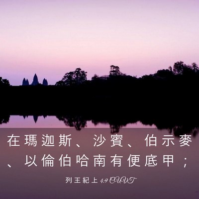 Picture 03 - 列 王 紀 上 4:9 CUVT - 在 瑪 迦 斯 、 沙 賓 、 伯 示 麥 、 - Bible Verse Picture