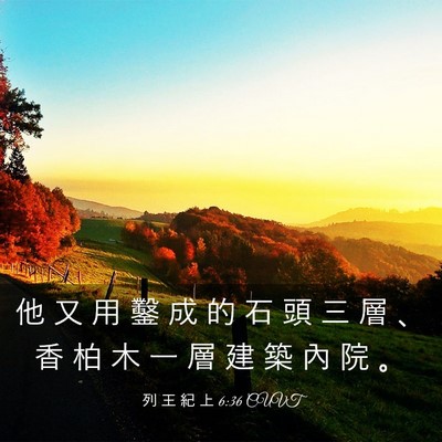 Picture 03 - 列 王 紀 上 6:36 CUVT - 他 又 用 鑿 成 的 石 頭 三 層 、 香 - Bible Verse Picture