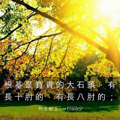 Picture 03 - 列 王 紀 上 7:10 CUVT - 根 基 是 寶 貴 的 大 石 頭 ， 有 長 - Bible Verse Picture