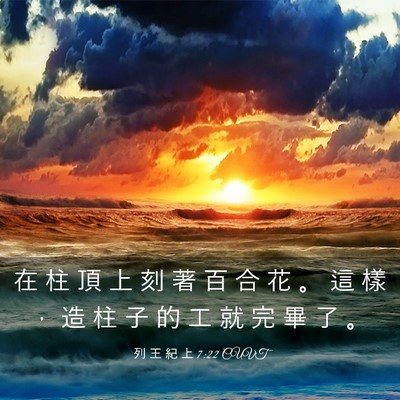 Picture 03 - 列 王 紀 上 7:22 CUVT - 在 柱 頂 上 刻 著 百 合 花 。 這 樣 - Bible Verse Picture