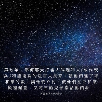 Picture 03 - 列 王 紀 下 11:4 CUVT - 第 七 年 ， 耶 何 耶 大 打 發 人 叫 - Bible Verse Picture