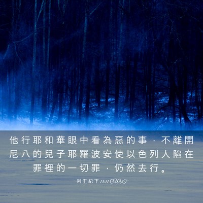 Picture 03 - 列 王 紀 下 13:11 CUVT - 他 行 耶 和 華 眼 中 看 為 惡 的 事 - Bible Verse Picture