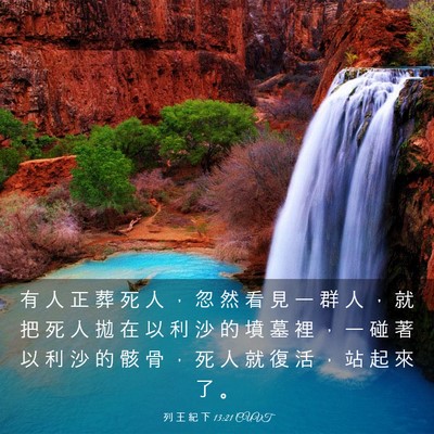 Picture 03 - 列 王 紀 下 13:21 CUVT - 有 人 正 葬 死 人 ， 忽 然 看 見 一 - Bible Verse Picture