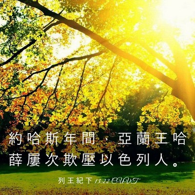 Picture 03 - 列 王 紀 下 13:22 CUVT - 約 哈 斯 年 間 ， 亞 蘭 王 哈 薛 屢 - Bible Verse Picture