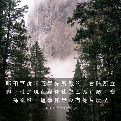 Picture 03 - 列 王 紀 下 19:25 CUVT - 耶 和 華 說 ， 我 早 先 所 做 的 ， - Bible Verse Picture