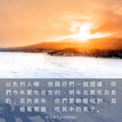 Picture 03 - 列 王 紀 下 19:29 CUVT - 以 色 列 人 哪 ， 我 賜 你 們 一 個 - Bible Verse Picture