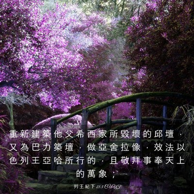 Picture 03 - 列 王 紀 下 21:3 CUVT - 重 新 建 築 他 父 希 西 家 所 毀 壞 - Bible Verse Picture