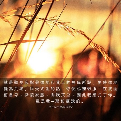 Picture 03 - 列 王 紀 下 22:19 CUVT - 就 是 聽 見 我 指 著 這 地 和 其 上 - Bible Verse Picture