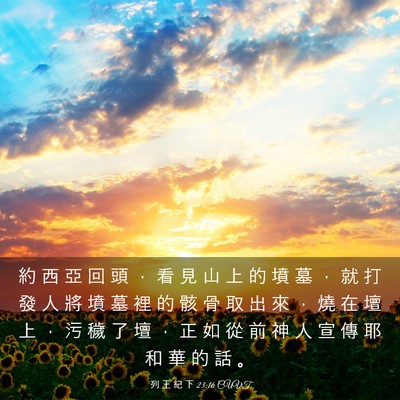 Picture 03 - 列 王 紀 下 23:16 CUVT - 約 西 亞 回 頭 ， 看 見 山 上 的 墳 - Bible Verse Picture