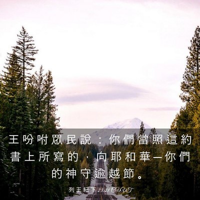 Picture 03 - 列 王 紀 下 23:21 CUVT - 王 吩 咐 眾 民 說 ： 你 們 當 照 這 - Bible Verse Picture