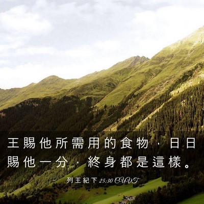 Picture 03 - 列 王 紀 下 25:30 CUVT - 王 賜 他 所 需 用 的 食 物 ， 日 日 - Bible Verse Picture