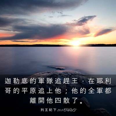 Picture 03 - 列 王 紀 下 25:5 CUVT - 迦 勒 底 的 軍 隊 追 趕 王 ， 在 耶 - Bible Verse Picture