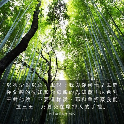 Picture 03 - 列 王 紀 下 3:13 CUVT - 以 利 沙 對 以 色 列 王 說 ： 我 與 - Bible Verse Picture