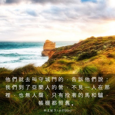 Picture 03 - 列 王 紀 下 7:10 CUVT - 他 們 就 去 叫 守 城 門 的 ， 告 訴 - Bible Verse Picture