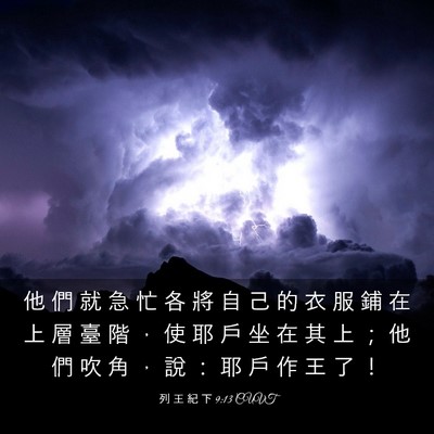 Picture 03 - 列 王 紀 下 9:13 CUVT - 他 們 就 急 忙 各 將 自 己 的 衣 服 - Bible Verse Picture