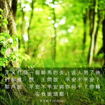 Picture 03 - 列 王 紀 下 9:19 CUVT - 王 又 打 發 一 個 騎 馬 的 去 。 這 - Bible Verse Picture