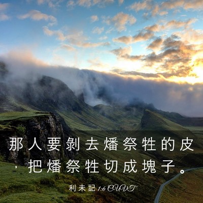 Picture 03 - 利 未 記 1:6 CUVT - 那 人 要 剝 去 燔 祭 牲 的 皮 ， 把 - Bible Verse Picture