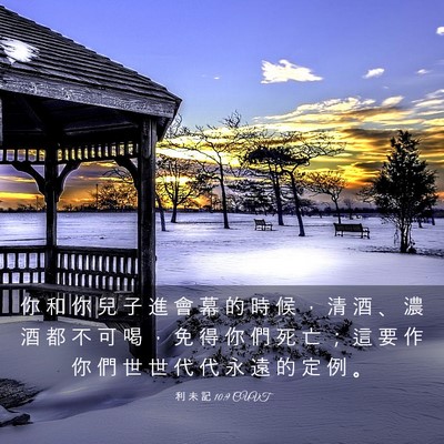 Picture 03 - 利 未 記 10:9 CUVT - 你 和 你 兒 子 進 會 幕 的 時 候 ， - Bible Verse Picture