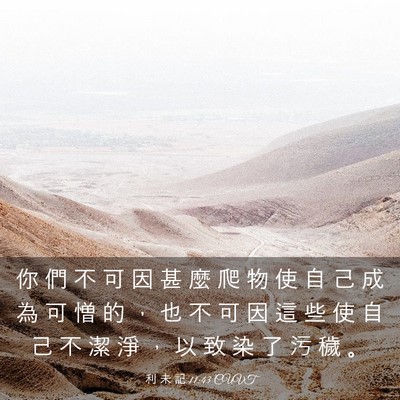 Picture 03 - 利 未 記 11:43 CUVT - 你 們 不 可 因 甚 麼 爬 物 使 自 己 - Bible Verse Picture