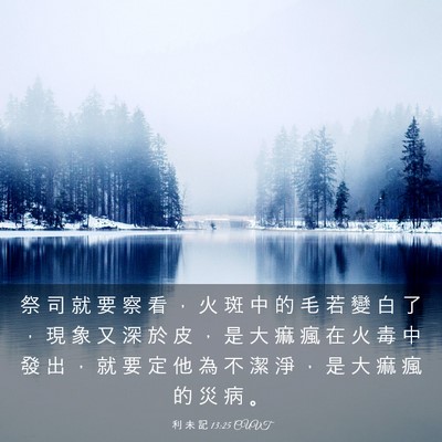 Picture 03 - 利 未 記 13:25 CUVT - 祭 司 就 要 察 看 ， 火 斑 中 的 毛 - Bible Verse Picture