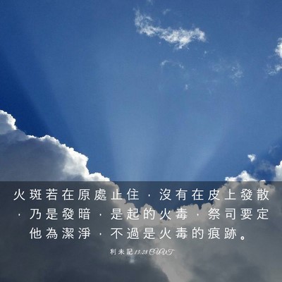Picture 03 - 利 未 記 13:28 CUVT - 火 斑 若 在 原 處 止 住 ， 沒 有 在 - Bible Verse Picture