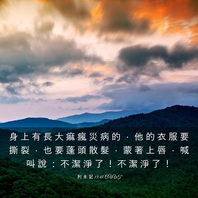 Picture 03 - 利 未 記 13:45 CUVT - 身 上 有 長 大 痲 瘋 災 病 的 ， 他 - Bible Verse Picture