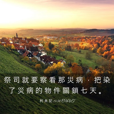Picture 03 - 利 未 記 13:50 CUVT - 祭 司 就 要 察 看 那 災 病 ， 把 染 - Bible Verse Picture
